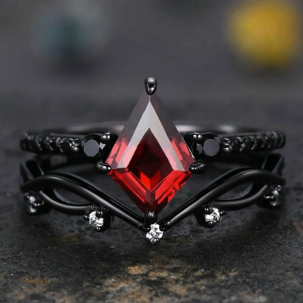WorldNorse Norse Midnight Magic Ring Set - Ruby - UK Size T1/2（US 10） - image 6