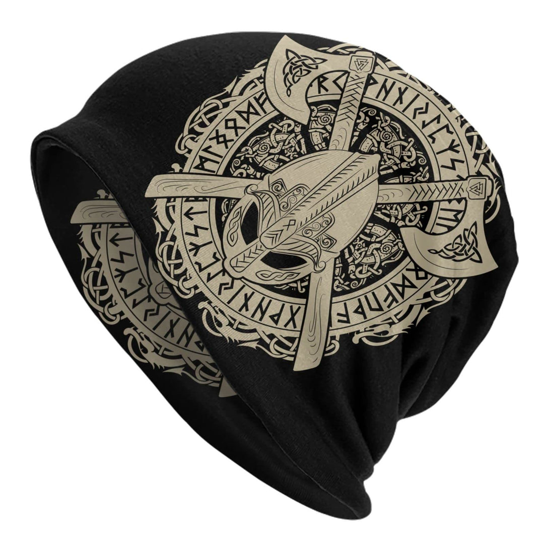WorldNorse Viking Axe Rune Helm Beanie - Viking Axe - image 1