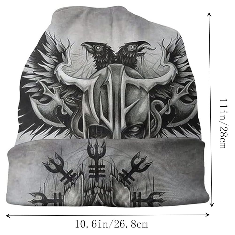 Worldnorse Viking Axe Skull Raven Beanie