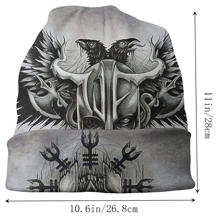 Worldnorse Viking Axe Skull Raven Beanie