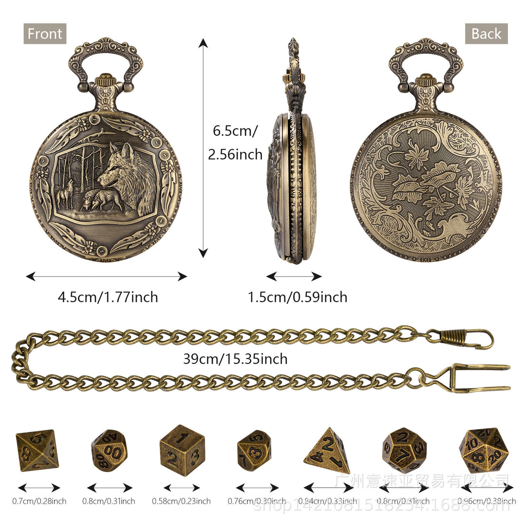 WorldNorse Embossed Wolves Dice Case Set Waist Chain - image 4