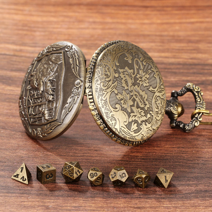 WorldNorse Embossed Wolves Dice Case Set Waist Chain - image 3