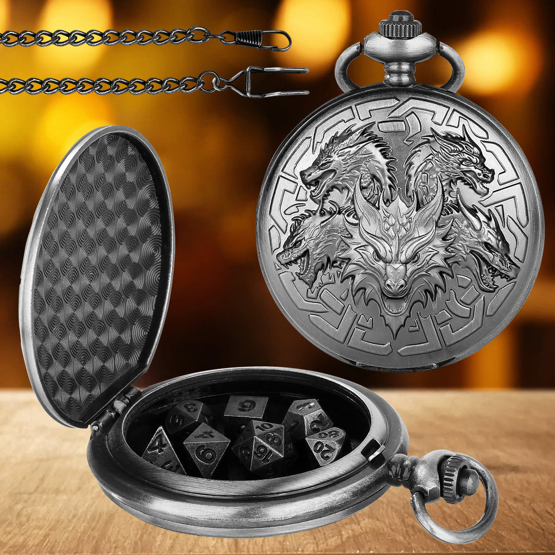 WorldNorse Norse Dragon Dice Accessories Waist Chain - Pocket Watch Case + Chain + Dice - Silver - image 7