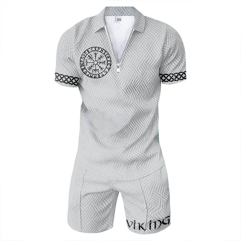 WorldNorse Celtic Knot Vegvisir Polo Shirt & Shorts Co-Ord Set