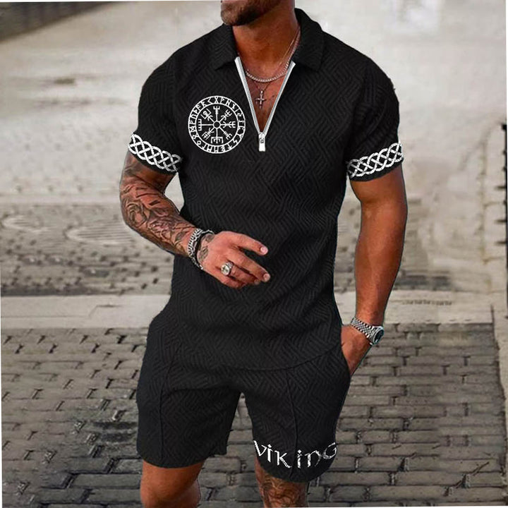 WorldNorse Celtic Knot Vegvisir Polo Shirt & Shorts Co-Ord Set