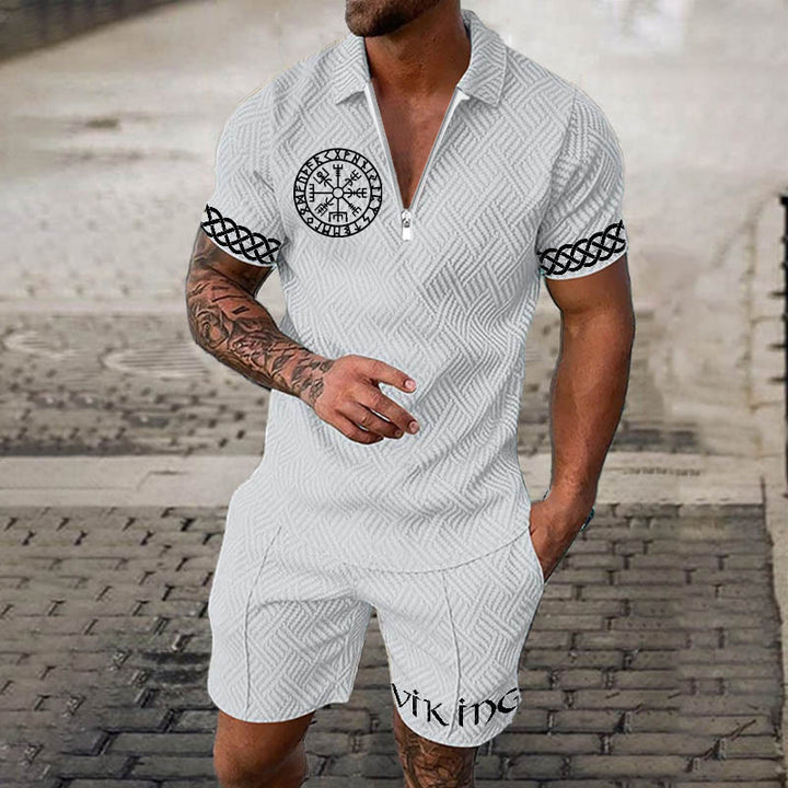 WorldNorse Celtic Knot Vegvisir Polo Shirt & Shorts Co-Ord Set