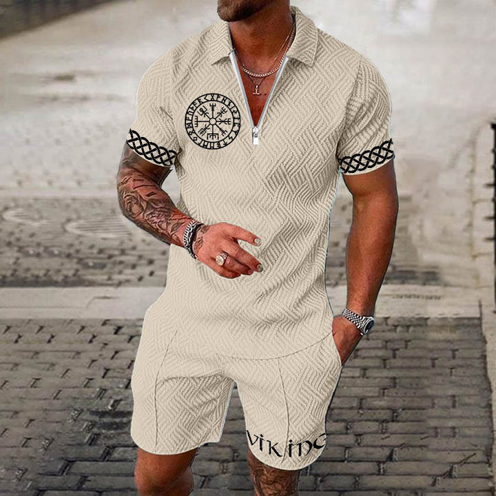 WorldNorse Celtic Knot Vegvisir Polo Shirt & Shorts Co-Ord Set