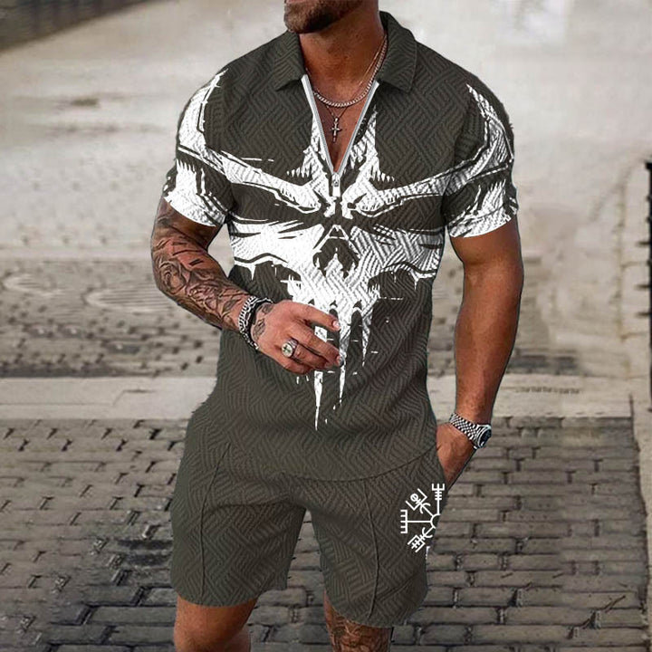WorldNorse Odin's Fierce & Fearless Polo Shirt & Shorts Co-Ord Set - Army Green - US/UK/AU52，EU62 (6XL) - image 0