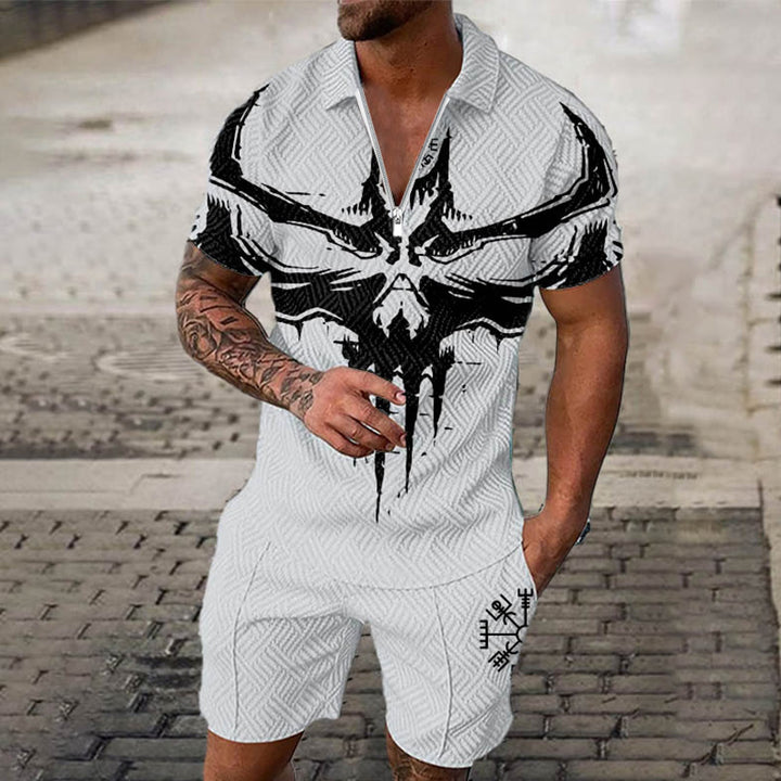 WorldNorse Odin's Fierce & Fearless Polo Shirt & Shorts Co-Ord Set - White - US/UK/AU52，EU62 (6XL) - image 2