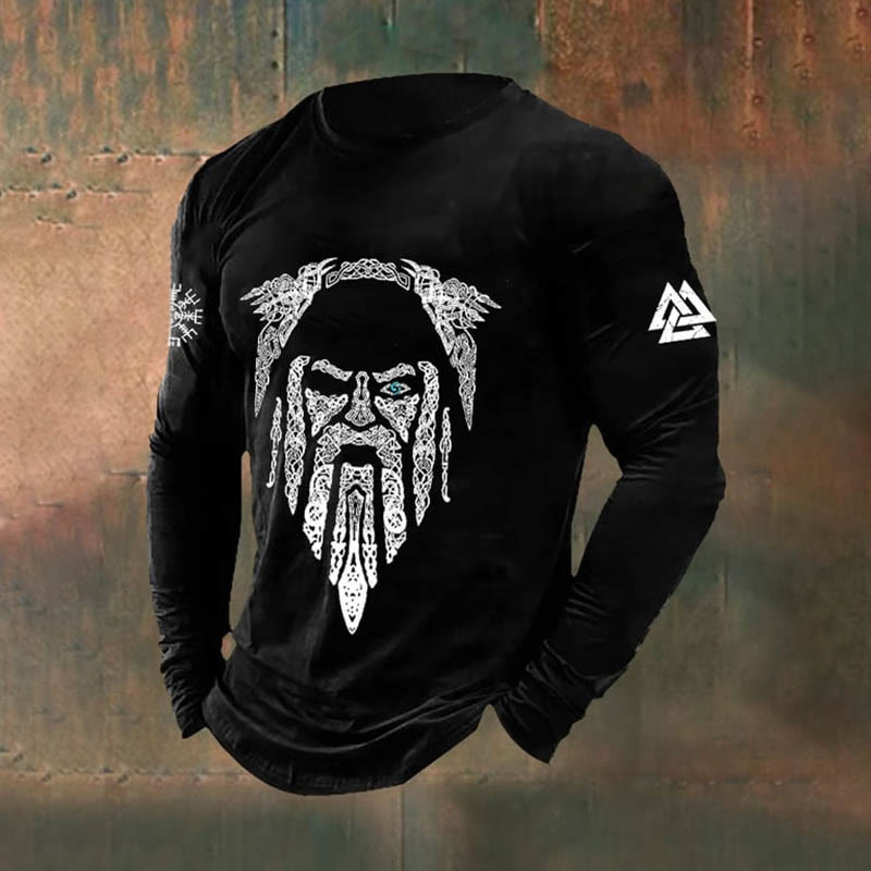 WorldNorse Eye Of Odin Warrior Raven Long T-shirt - Black - US/UK/AU50，EU60 (5XL) - image 1