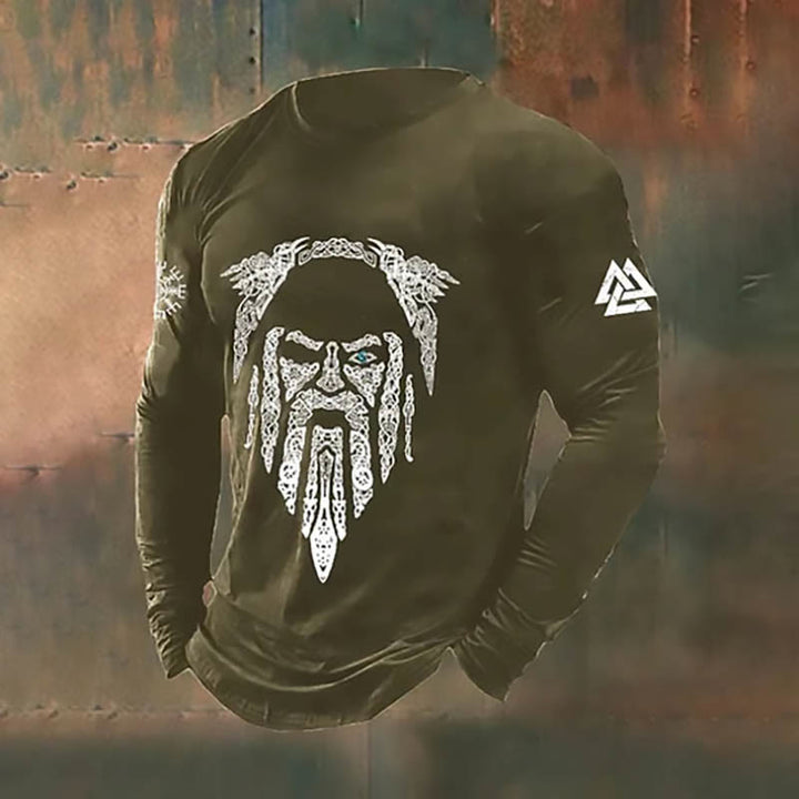 WorldNorse Eye Of Odin Warrior Raven Long T-shirt - Army Green - US/UK/AU50，EU60 (5XL) - image 2