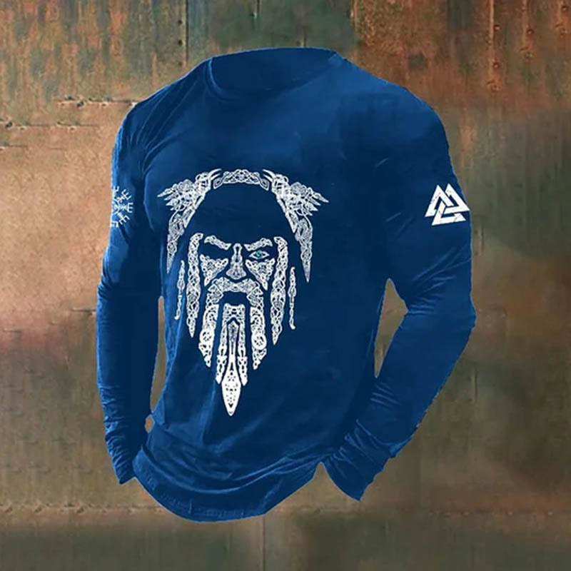 WorldNorse Eye Of Odin Warrior Raven Long T-shirt - Blue - US/UK/AU50，EU60 (5XL) - image 1