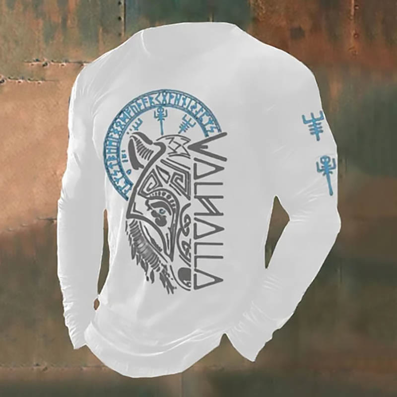 WorldNorse Viking Wolf Valhalla Vegvisir Long T-shirt - White - US/UK/AU50，EU60 (5XL) - image 2