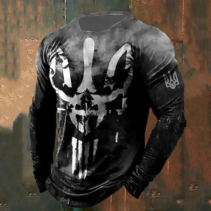 WorldNorse Men's Punisher Skull Trident Long T-shirt - Black & Gray - US/UK/AU50，EU60 (5XL) - image 1