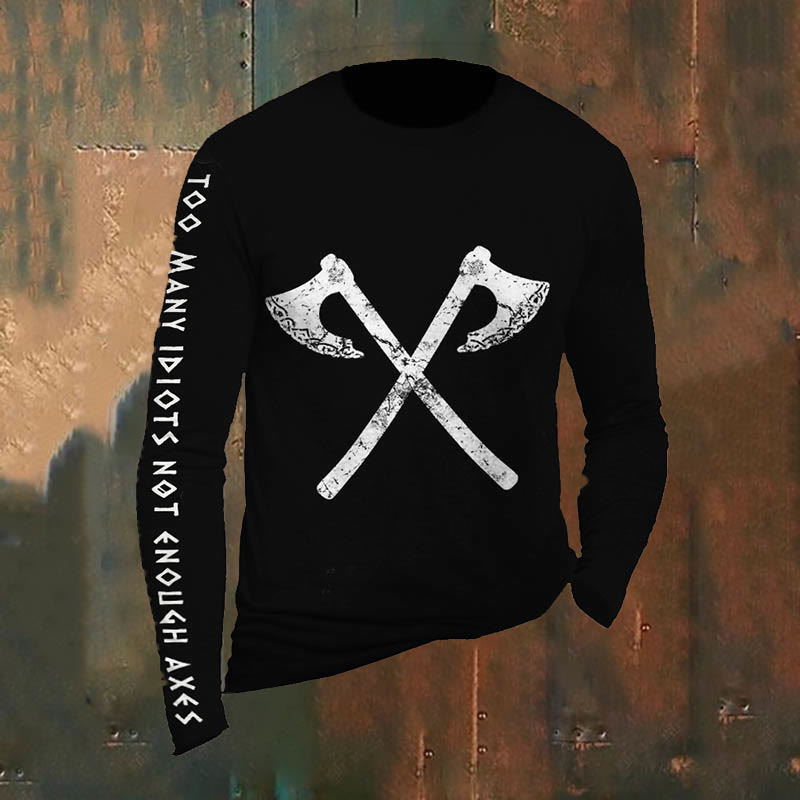 WorldNorse Vintage Viking Axe Pattern Long T-shirt - US/UK/AU50，EU60 (5XL) - image 1
