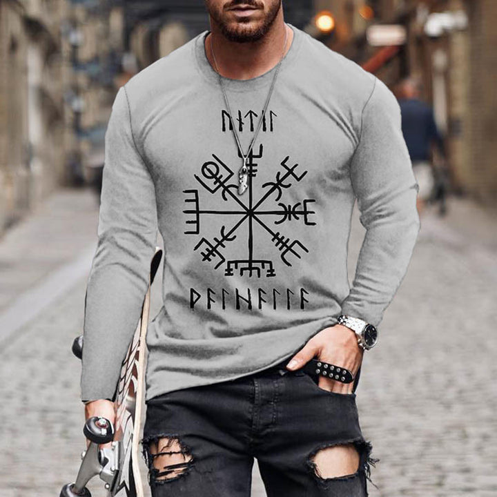 WorldNorse Norse Mythology Vegvisir Rune Long T-shirt - US/UK/AU50，EU60 (5XL) - image 1
