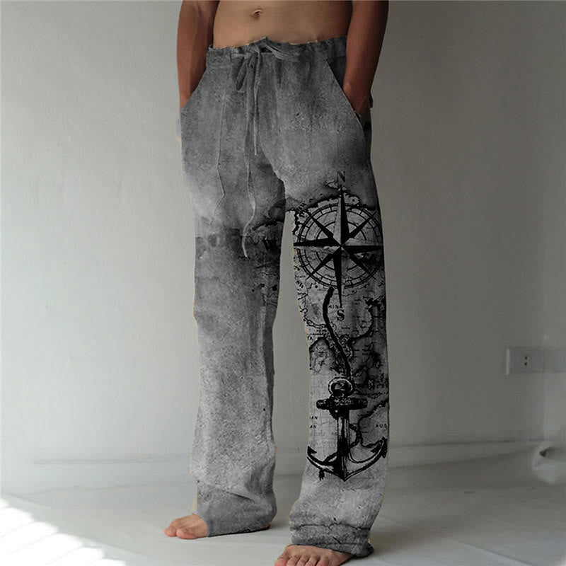 WorldNorse Vintage Compass Anchor Casual Pants - Grey - US/UK/AU52，EU62 (6XL) - image 0