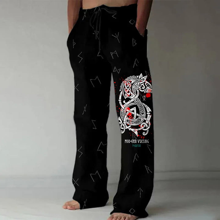 WorldNorse Viking Rune Wolf Graphic Casual Pants - US/UK/AU52，EU62 (6XL) - image 0