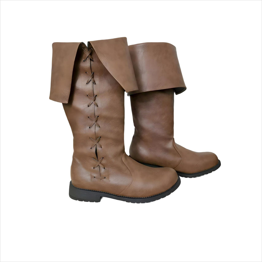 WorldNorse Viking Vintage Lace Up Low Heels Boots - Brown - US 13 - image 0