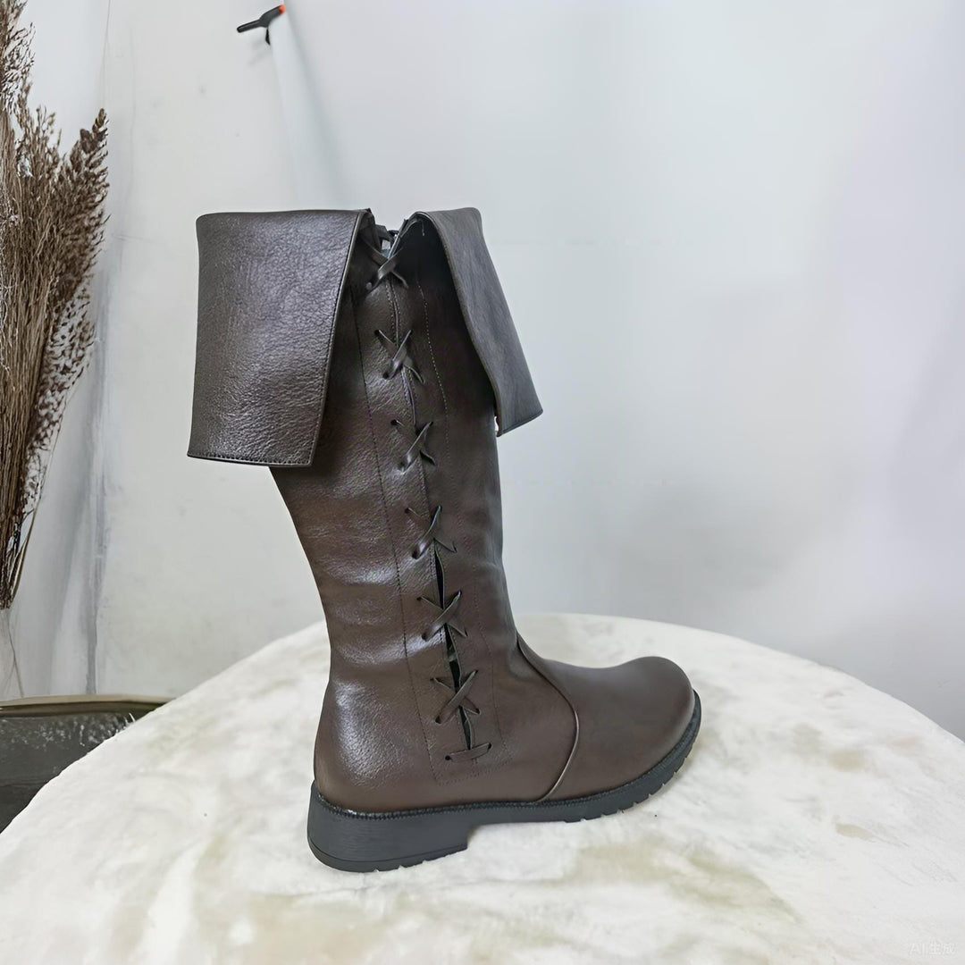 WorldNorse Viking Vintage Lace Up Low Heels Boots - image 13