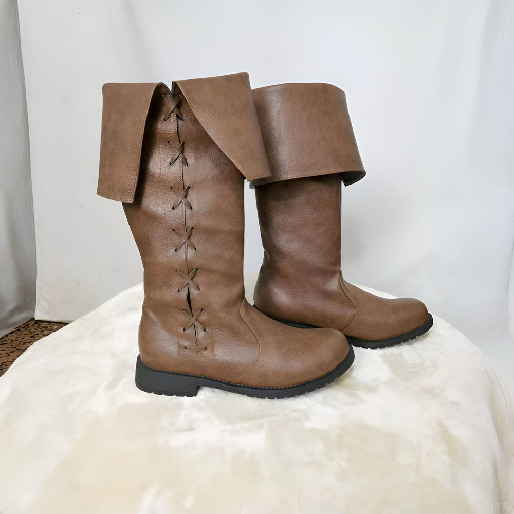 WorldNorse Viking Vintage Lace Up Low Heels Boots - image 1