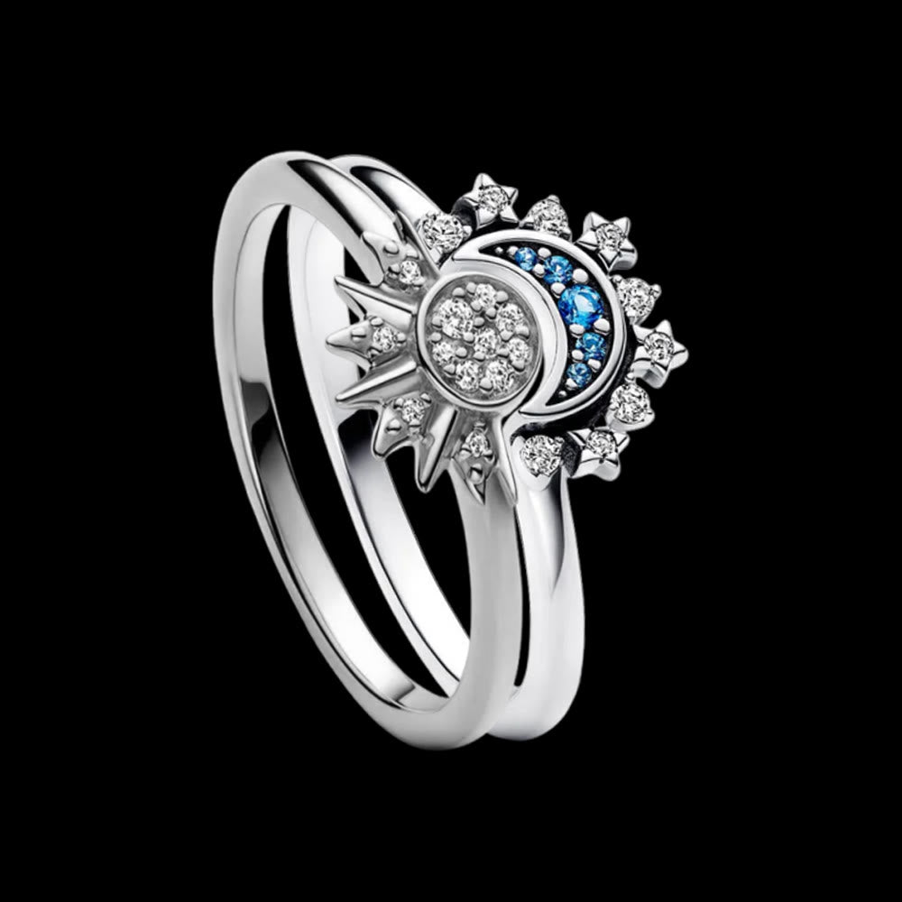 WorldNorse Máni Sun & Moon Ring Set - Silver - UK Size T1/2（US 10） - image 5