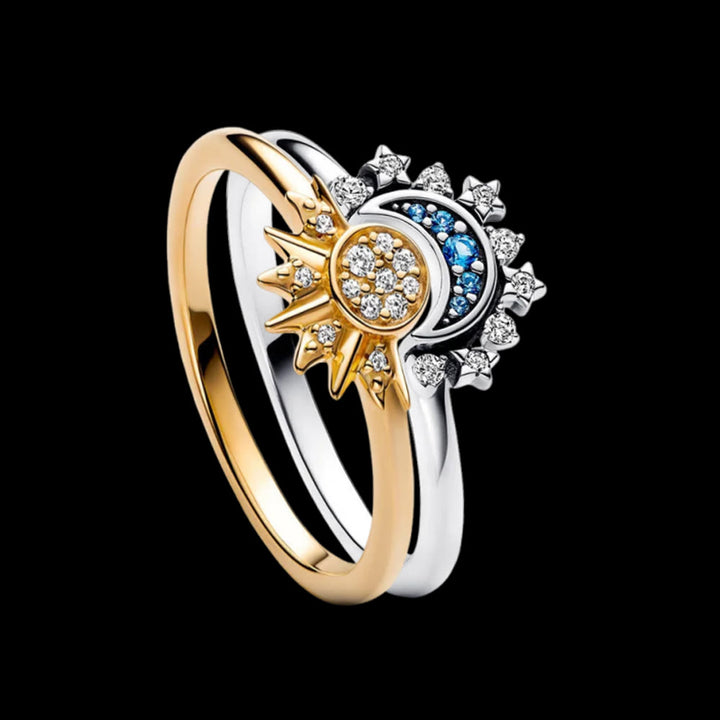 WorldNorse Máni Sun & Moon Ring Set - Gold & Silver - UK Size T1/2（US 10） - image 1