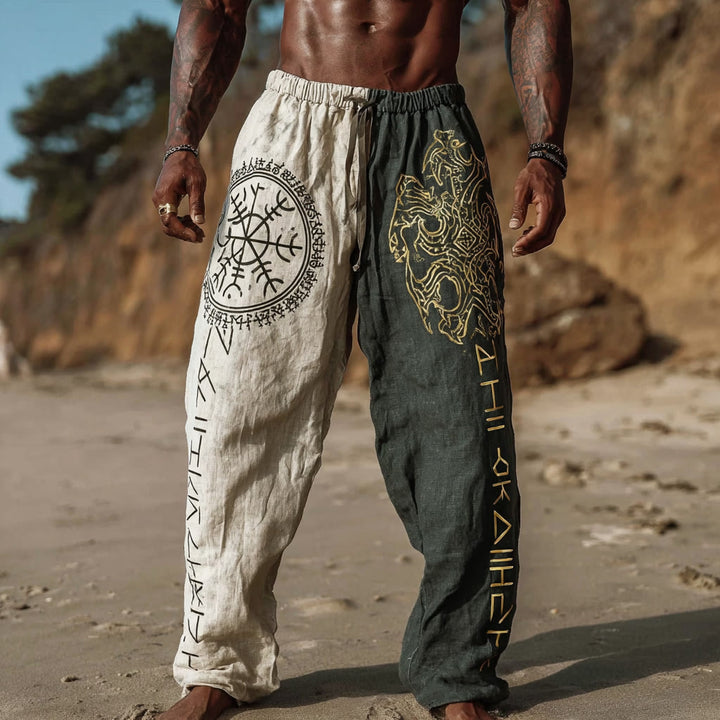 Pant Runes Worldnorse Mythology Rune Helm Of Awe Printed Linen Pants for Men – uk ...