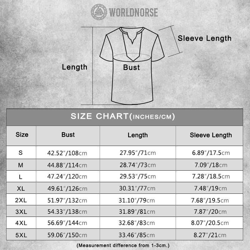 WorldNorse Viking Vintage Vegvisir Celtic Knot Linen V-neck Shirt - image 5