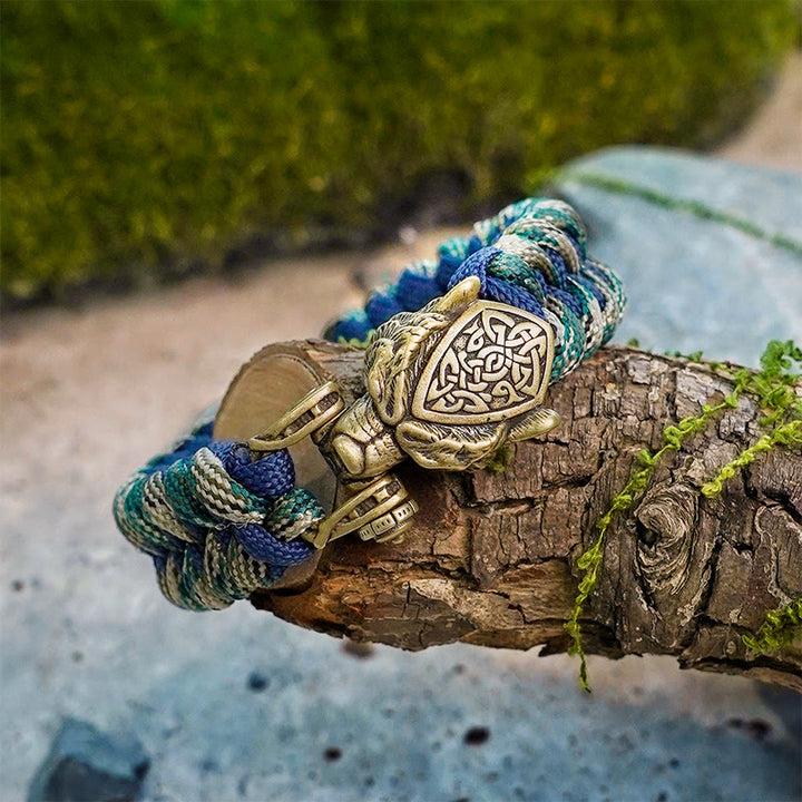 WorldNorse Viking Leopard Shield Paracord Braided Bracelet - image 1