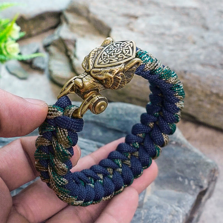 WorldNorse Viking Leopard Shield Paracord Braided Bracelet - image 3