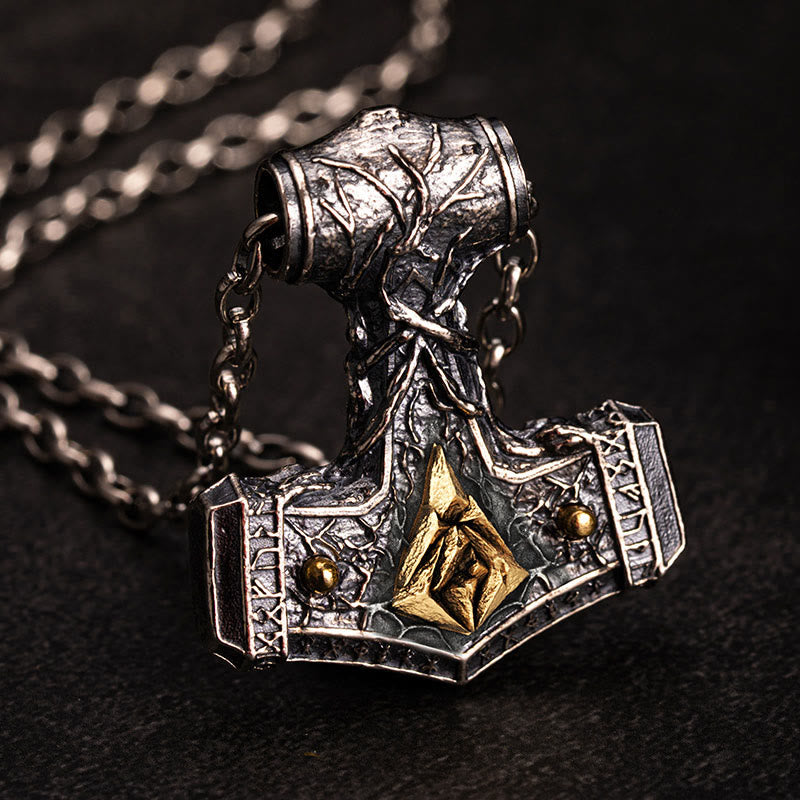 WorldNorse Handcrafted 925 Silver Mjolnir Stonehenge Necklace - With Chain - image 0
