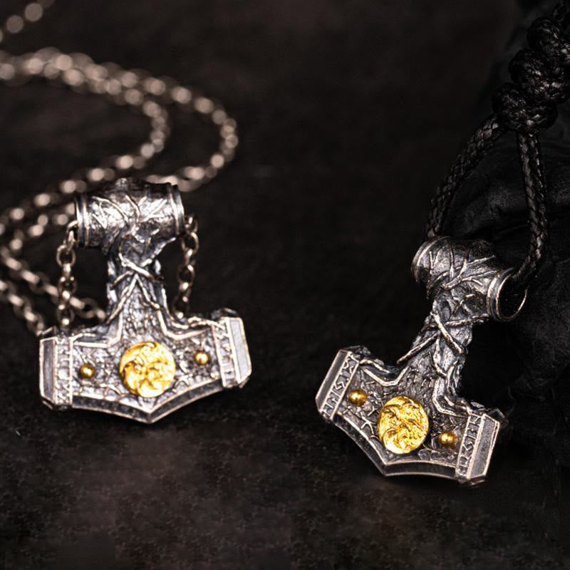 WorldNorse Handcrafted 925 Silver Mjolnir Norse Beast Emblem Necklace - image 3