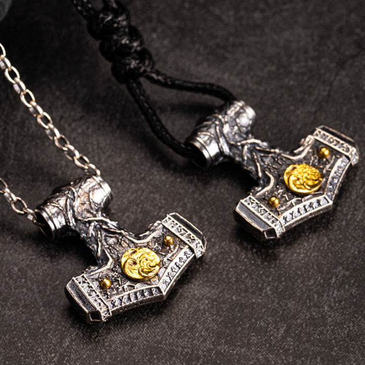 WorldNorse 925 Sterling Silver Mjolnir Norse Beast Emblem Necklace - image 2