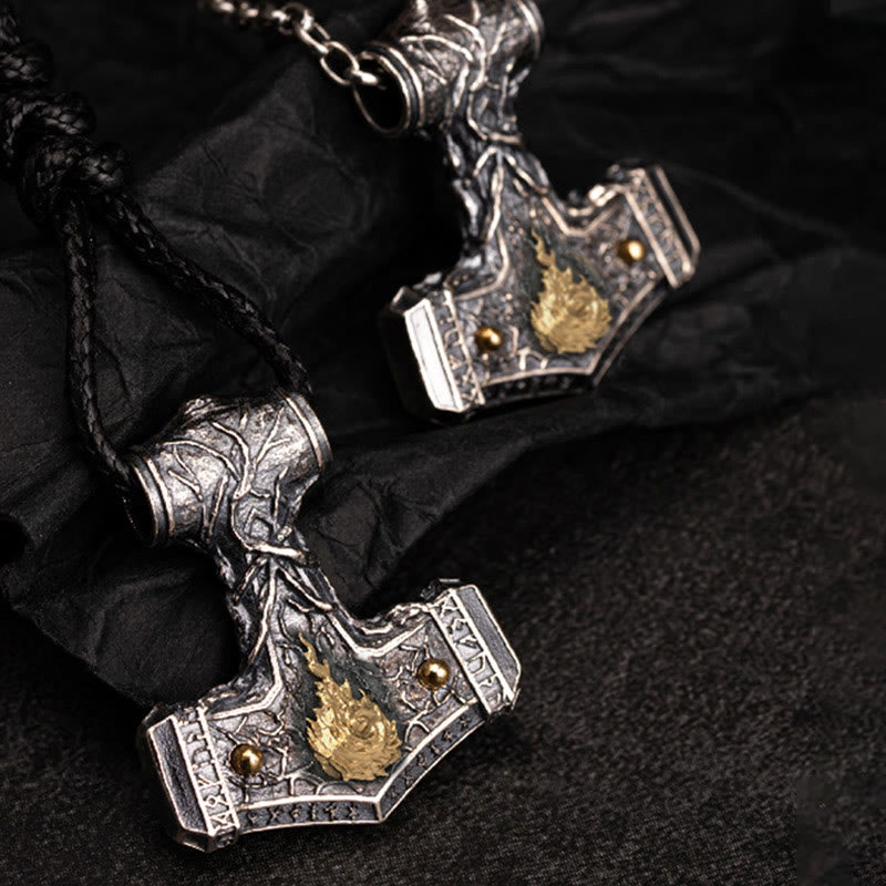 WorldNorse 925 Sterling Silver Thor Hammer Song Of Flame Necklace - image 4