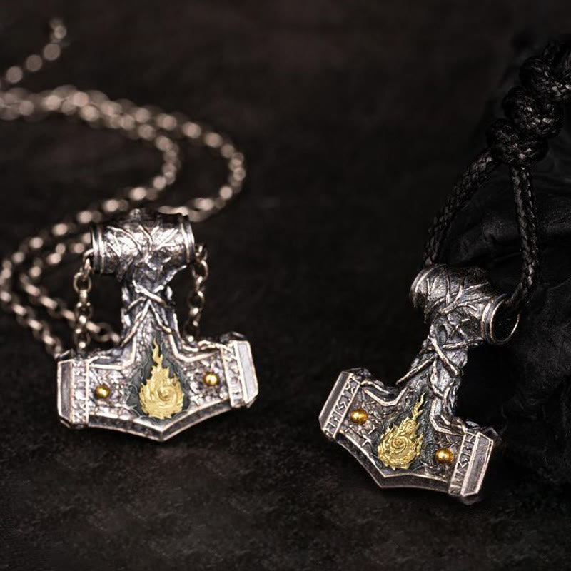 WorldNorse 925 Sterling Silver Thor Hammer Song Of Flame Necklace - image 3