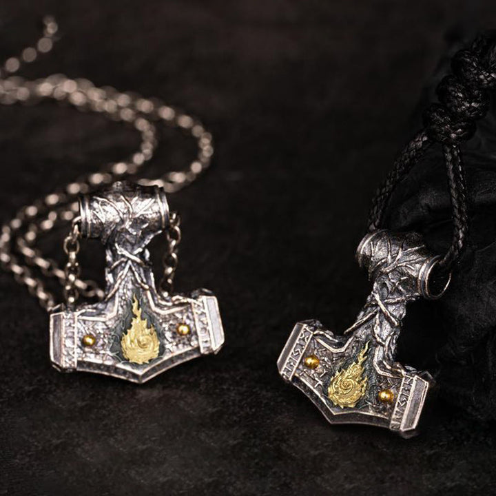 WorldNorse Handcrafted 925 Silver Thor Hammer Song Of Flame Necklace - image 3