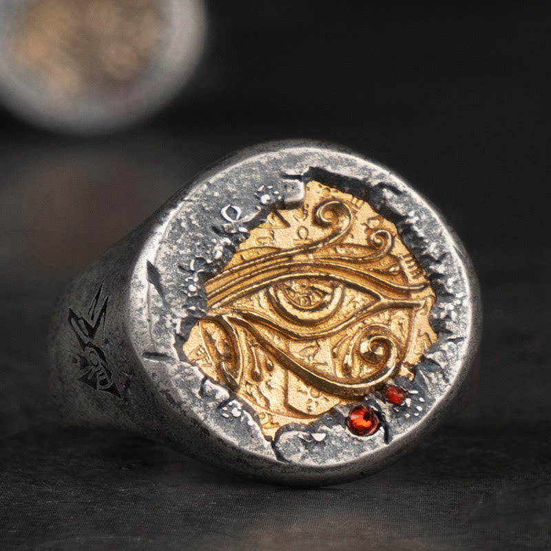WorldNorse 925 Sterling Silver Left Eye Of Horus Ring - UK Size O（US 7）-UK Size Y（US 12） - image 1