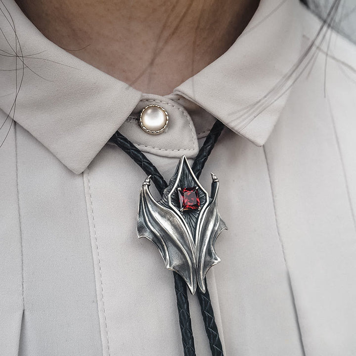 WorldNorse 925 Sterling Silver Gothic Wing Bolo Tie Necklace - image 1