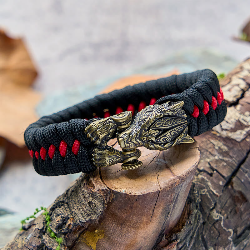 WorldNorse Viking Warrior Wolf Paracord Braided Bracelet - image 1