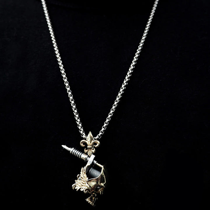 WorldNorse 925 Sterling Silver Skull Tattoo Machine Necklace - image 7