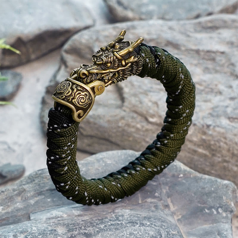 WorldNorse Mythology Norse Dragon Paracord Braided Bracelet - Black & Green - Inner Circumference: 24cm (Full Length 28cm) - image 5