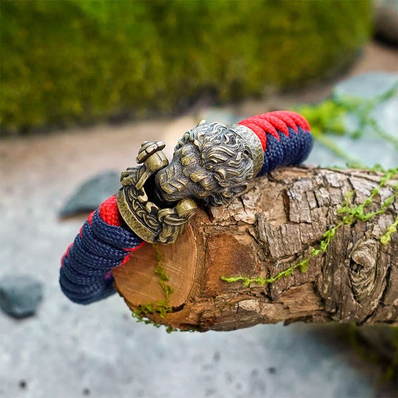 WorldNorse Vintage Lion Head Paracord Braided Bracelet - image 1