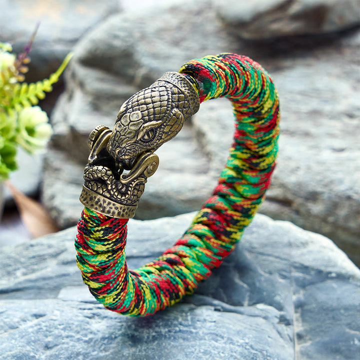 WorldNorse Viking Snake Clasp Paracord Braided Bracelet - Colorful # B - Inner Circumference: 24cm (Full Length 28cm) - image 5