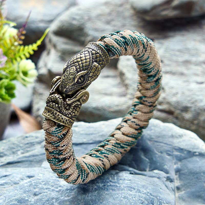 WorldNorse Viking Snake Clasp Paracord Braided Bracelet - Colorful # A - Inner Circumference: 24cm (Full Length 28cm) - image 0
