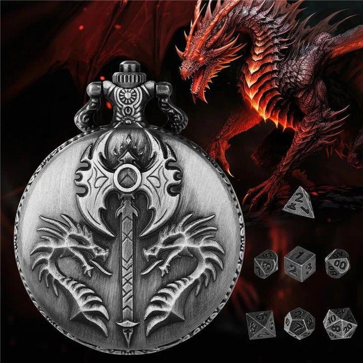 WorldNorse Double Dragon Axe Polyhedral Dice Waist Chain - image 1