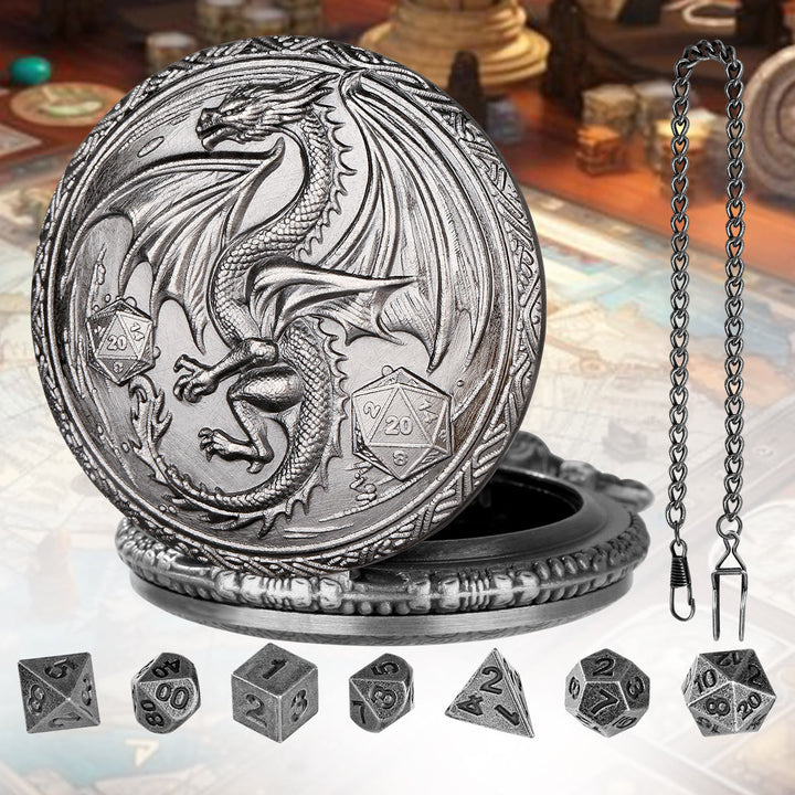 WorldNorse Dragon Pocket Watch Case Dice Set Waist Chain - image 7
