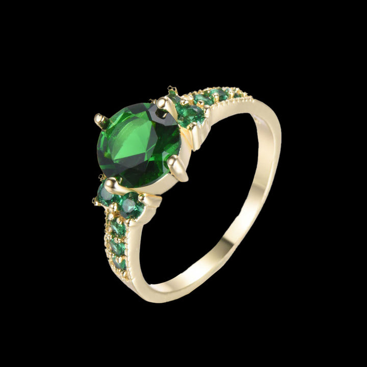 WorldNorse Midnight Blossom of Freyja Ring - Emerald#Gold - UK Size T1/2（US 10） - image 9