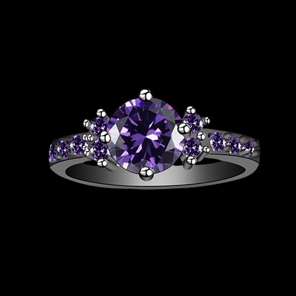 WorldNorse Midnight Blossom of Freyja Ring - Amethyst#Black - UK Size T1/2（US 10） - image 6