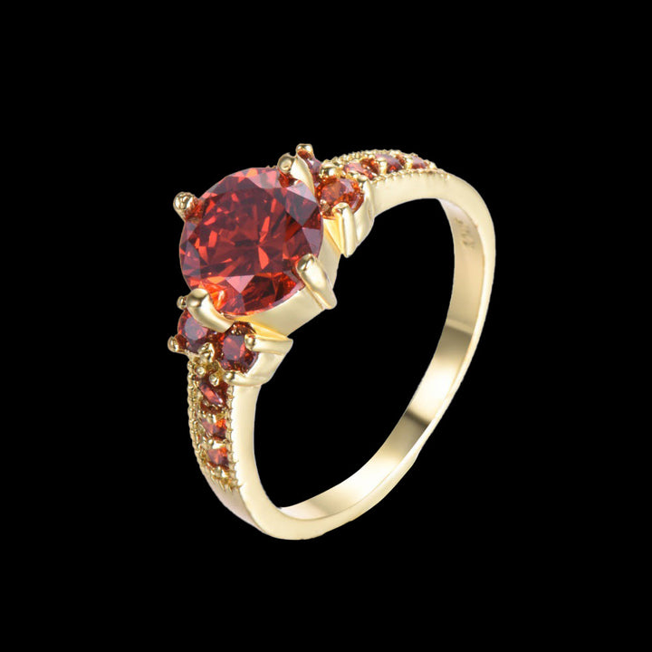 WorldNorse Midnight Blossom of Freyja Ring - Garnet#Gold - UK Size T1/2（US 10） - image 14